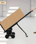 Beefy 400lbs Foldable Hand Truck Dolly, Steel Heavy Duty Folding Cart for Moving Furniture and Boxes, Three Wheel Design For Flat Ground Or Stairs with boxes