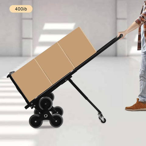 Beefy 400lbs Foldable Hand Truck Dolly, Steel Heavy Duty Folding Cart for Moving Furniture and Boxes, Three Wheel Design For Flat Ground Or Stairs with boxes