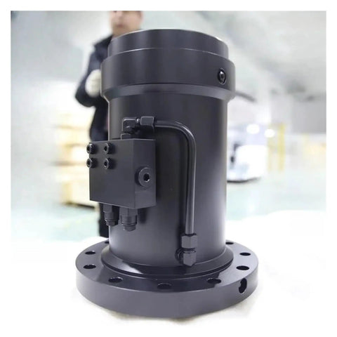 Heavy Duty Helical Slewing Cylinder Rotary Actuator Built Tough As Nails For Butter Smooth Rotation Plug And Play Vehicle Mount Setup No Sweat Install Top Shelf Reliability Guaranteed, close-up view highlighting hydraulic connections.