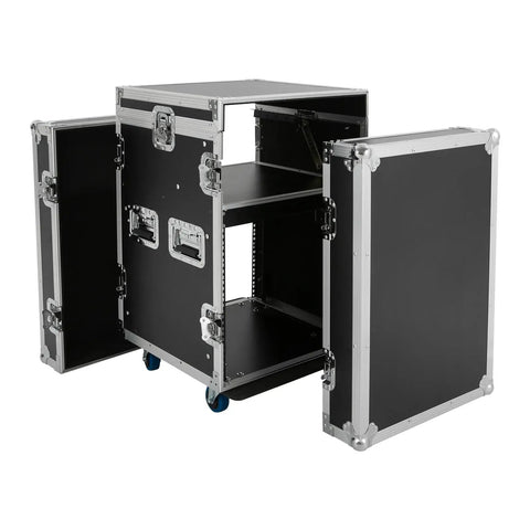 Heavy Duty 12U Server Rack Cabinet Built Tough For IT Network Rigs And Pro Audio Gear Featuring hassle-free adjustable mounting rails, black finish.