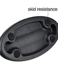 Bottom view of lightweight plastic stand showing skid resistance, Front Wheel Riser Block for Indoor Bike Trainers and Stationary Bikes Keeps Front Wheel Stable Prevents Slippage During Turbo Workouts Lightweight Plastic Stand for Home Cycling Sessions.