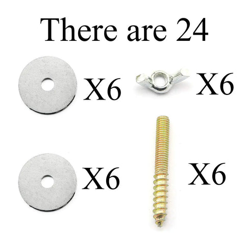 Ready To Rock M6 Hanger Bolts Kit With Wing Nuts And Flat Washers Galvanized Steel Hardware includes 6 bolts, 6 wing nuts, 6 washers.