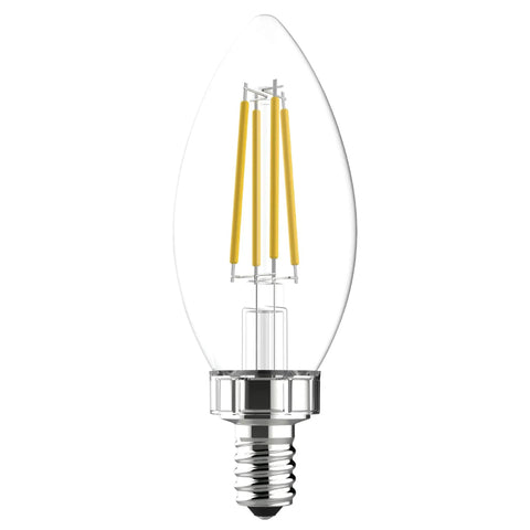 Relax LED Light Bulbs Set 60 Watt Equivalent, Soft White Clear Decorative Bulbs, Small Base, single bulb front view