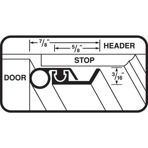 Diagram of White Aluminum and Vinyl Door Seal Kit showing measurements for installation on door frame.
