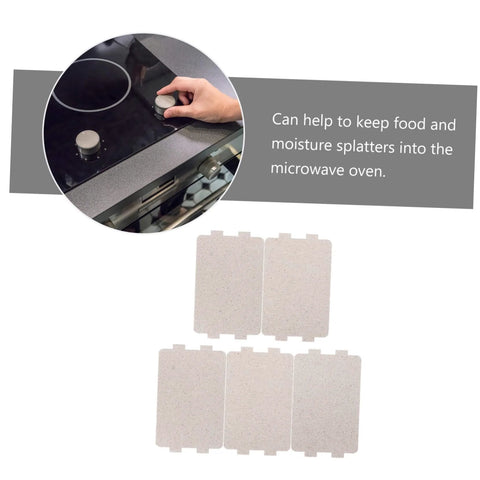 5 Pack Mica Flakes Microwave Oven Heat Resistant Plates Insulation Sheet Replacement displayed with microwave oven illustration