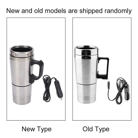 New and old models of Road Trip Ready 12V Car Electric Kettle, rust-proof stainless steel, 12V DC, heating cup.