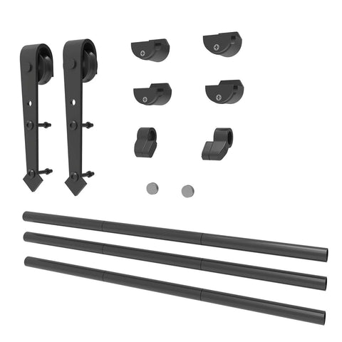 Six Foot Heavy Duty Sliding Door Track Kit With Floor Guide For Interior And Exterior Use Fits 30 To 32 Inch Wide Panels