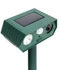 Solar Powered Outdoor Animal Repeller Ultrasonic Motion Sensor Waterproof With Flashing Light All Weather Deterrent For Deer Cats Dogs Squirrels 2 Pack Or 4 Pack Bundle on stake