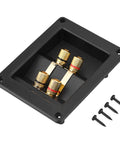 Heavy Duty Audio Terminal Strip With Binding Posts For Secure Wire Hooks And Four Hole Mounts That Square Away Custom Speaker Cabinets And Kick Up Your Setup with gold binding posts.