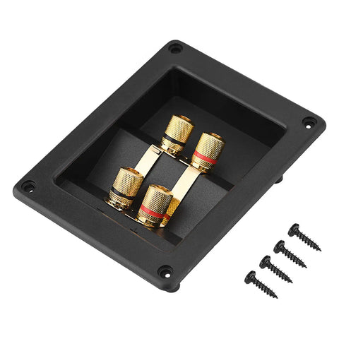Heavy Duty Audio Terminal Strip With Binding Posts For Secure Wire Hooks And Four Hole Mounts That Square Away Custom Speaker Cabinets And Kick Up Your Setup with gold binding posts.