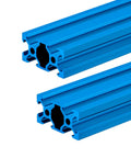 Tough-As-Nails Blue 2040 Aluminum Extrusion Profiles Featuring Precision V Slot Grooves, two 48-inch rails stacked.