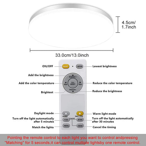 Dope 24W Modern LED Flush Mount Ceiling Light With Easy Remote Control 13 Inch Round Close To Ceiling Fixture details