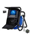 Professional Heavy Duty Pipeline Camera With 7 Inch Ips Display Tough As Nails Build For Sewer And Drainage Jobs Featuring No Fuss Dvr Recording Keyboard Navigation And 16gb Memory Card showing monitor, cable, and keyboard layout.