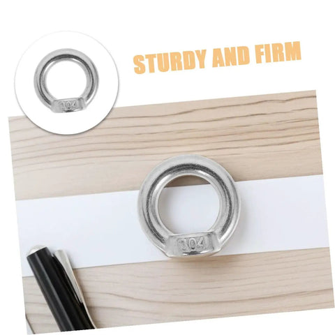 Close-up of M8 304 Stainless Steel Lifting Eye Nut, sturdy round shape, ideal for secure rigging setups.
