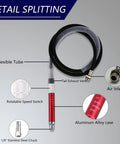 Detail of the Ready To Roll 58000 Rpm Air Pencil Grinder 17Pc Pneumatic Micro Die Kit with flexible tube and air inlet.
