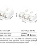 Ditch The Tapes And Tools With These Badass 100Pcs Quick Wire Connectors For Lightning Fast LED And Electrical Splice Jobs That Feel Like Magic On Any Diy Project Or Home Build Without Stressing About Screw Tighteners. 2- and 3-port white plastic push-in connectors, 14.7mm tall