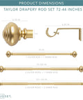 Adjustable Curtain Rod 72 To 144 Inches With Quick Easy Install No Tools Required 1 Inch Steel Rod Durable Construction For Heavy Fabrics