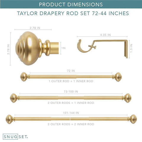 Adjustable Curtain Rod 72 To 144 Inches With Quick Easy Install No Tools Required 1 Inch Steel Rod Durable Construction For Heavy Fabrics
