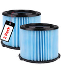 Replacement Filter Kit For 3 To 4.5 Gallon Wet Dry Vacuums Two Pack Three Layer Pleated Filters For Ridgid models, shown in blue.