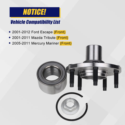 Front Wheel Bearing And Hub Assembly 518515 Fits Ford Escape 2001 2012 Mazda Tribute 2001 2011 Mercury Mariner 2005 2011