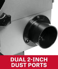 Bad Boy Workhorse 8 Inch Angle Grinder And 2 X 48 Belt Sander Combo dual 2-inch dust ports for efficient material removal.