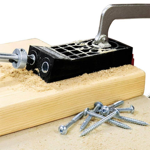 Pocket Hole Jig For Thick Wood Materials One And One Half Inch Or More With One Half Inch Bit Hardened Steel Bushings Dual Position Fence