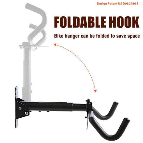 Bike Wall Mount Hanger For Horizontal Indoor Storage That Frees Up Space And Lets You Grab Your Ride Fast with foldable hook