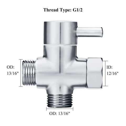 Solid Brass 3 Way Shower Diverter Chrome Finish G1/2 Inlet and Two G1/2 Outlets Easy Install No Leak Design Heavy Duty Bathroom Accessory
