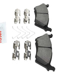 Bosch BE2383H rear blue ceramic brake pad set with hardware; two pads and clips for Ford Expedition/F-150, Lincoln Navigator