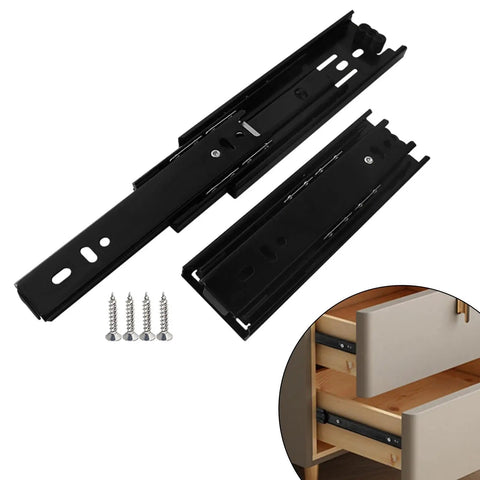 Black 6 Inch Cabinet Drawer Slides Kit With Easy Installation Drawer Rails And Accessories For Smooth Quiet Sliding Durable Triple Track Design