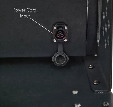 Power cord input connection on the back of the Eighty Inch Led Poster Display With Dope Slick Visuals And Solid Built In Speakers.