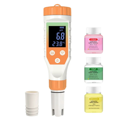 Seven In One Digital Water Quality Tester with PH Meter EC TDS ORP Salt Temperature and Dissolved Hydrogen, kit with solutions