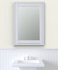 Premium Traditional Classic Pvc Free Professional Wallpaper Offering Subtle Linen Matte Texture in bathroom with sink and mirror.
