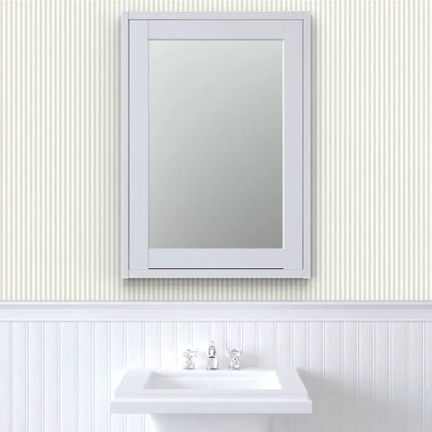Premium Traditional Classic Pvc Free Professional Wallpaper Offering Subtle Linen Matte Texture in bathroom with sink and mirror.
