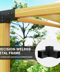 Heavy Duty Steel Shed Brackets Built Tough With Rust Resistant Coating Fits Standard Four By Four Posts And Comes With Expansion Screws For No Sweat Backyard Shed Assembly Every Time close-up of precision-welded metal frame on wooden shed.