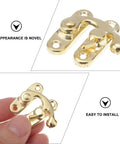 Gold Retro Mini Metal Hasp Decor DIY Kit for wood boxes and suitcases, swing toggle lock hardware, shown in hand close-up