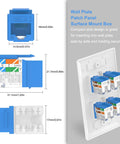 10Gbps Cat6 Keystone Jack Inserts 25 Pack 90 Degree Punch Down RJ45 Adapter in blue for patch panels and wall plates