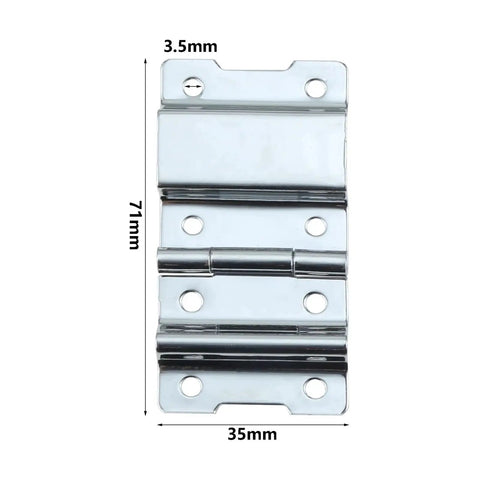 Two Pack 71x35mm Support Hinges For Cabinets Suitcases And Boxes Heavy Duty Box Hinges with pre-drilled holes for easy mounting.