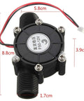 Portable Micro Hydro Water Generator For 12V DC Charging And 10W Powering Tools And LED Lights, compact black turbine with dimensions