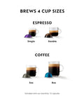 VertuoPlus Deluxe Coffee And Espresso Machine For Home Use With One Touch Brews, 4 cup sizes: espresso single double, coffee 5oz 8oz