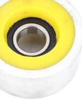 Heavy Duty 1.188 In ID Driveshaft Carrier Bearing Replacement With Forged Billet Housing And Tough Poly Bushings, yellow poly and metal housing.