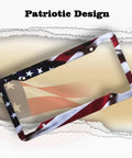 2 Pack Universal Aluminum Matte Stripe US Flag License Plate Frame with Patriotic Design