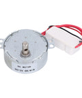 No Sweat Operation 12V DC Motor With Whisper Quiet Gearbox 5 RPM Reversible Drive for vending, showing metal housing and wires.