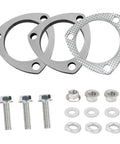 Premium Stainless Steel 3 Inch Exhaust Flange Gasket Repair Kit With Heavy Duty Bolts and washers for reliable engine sealing.