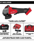 No Nonsense Brushless Cordless Angle Grinder Kit 4 And 5 Inch Delivers 8500 RPM For Heavy Grinding And Cutting Jobsite Ready Workhorse including charger and bag.