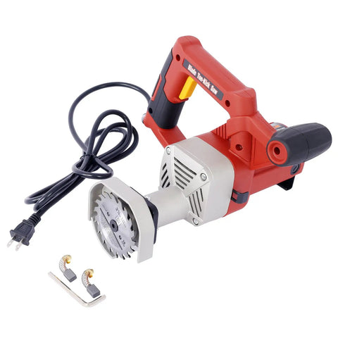 Heavy Duty Corded Toe Kick Circular Saw Delivers Knockout Flush Cuts And Quick Dial In Precision Depth Adjustments For Slick Cabinet Install And Floor Trim Work, showing corded design and flush cutting blade.