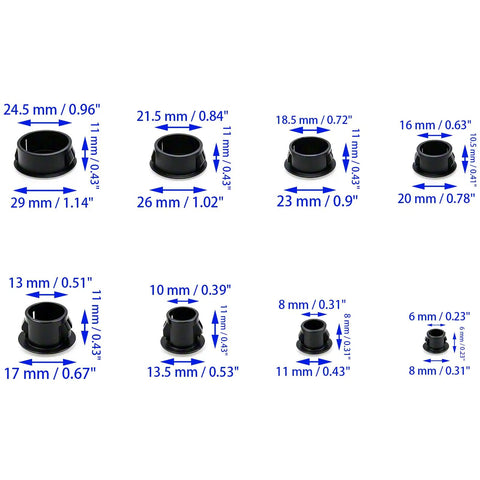 80 Piece Knockout Plug Set Round Plastic Panel Seals For Electrical Panels And Cabinets Fits Holes From 6mm To 25mm Eight Sizes