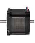 NEMA 23 Stepper Motor 1.3N.m Torque, 4A 2 Phase 4 Wire, 57x57mm Frame, 55mm Body, 8mm Dual Shaft, Beast Torque For CNC And 3D Printer Drives, Precise 1.8 Degree Step, Great For Automation Projects, black dual-shaft motor side view