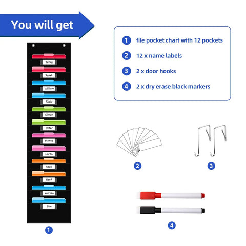 Straight Fire Office Upgrade With This Heavy Duty 12 Pocket Hanging Wall File Organizer Chart Designed To Sort Letter Papers And Tame Student Mess Without Breaking A Sweat