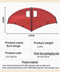 Diagram of Dope Portable Inflatable Windsurfing Wing With Window For Wingfoiling And Kite Surfing Handheld Wingsurfer Kite showing dimensions.